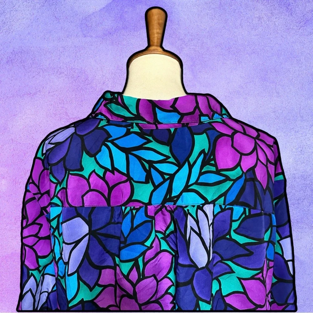 🌈 Amazing Vintage Floral Multicolor Top - Picture 5 of 5